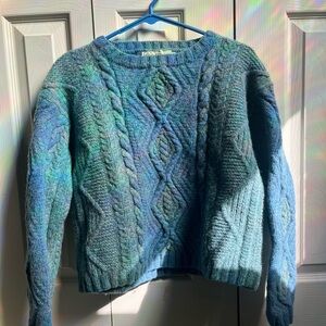 L.L. Bean Teal Wool Cable Knit Sweater
